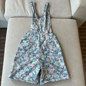 VTG Fine Jeanswear Floral Shorts Overalls, Small